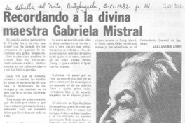 Recordando a la divina maestra Gabriela Mistral