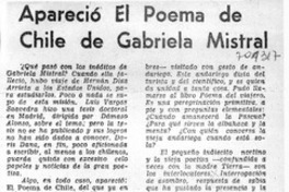 Apareció el Poema de Chile de Gabriela Mistral.
