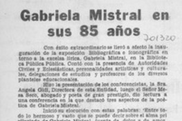 Gabriela Mistral en sus 85 años.