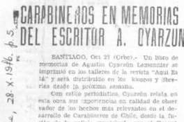 Carabineros en memorias del escritor A. Oyarzún.