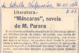 Máscaras", novelas de M. Parera