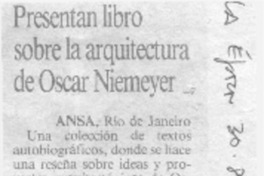 Presentan libro sobre la arquitectura de Oscar Niemeyer.