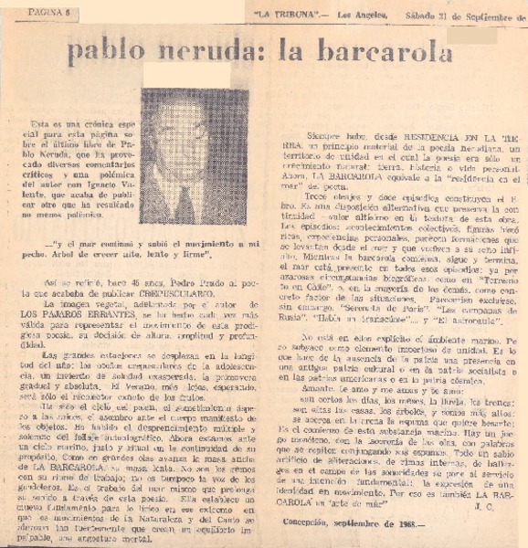 Pablo Neruda: la barcarola