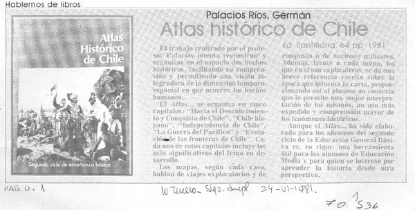 Atlas histórico de Chile.