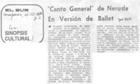 "Canto general" de Neruda en versión de ballet.