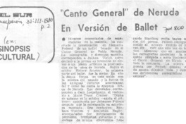 "Canto general" de Neruda en versión de ballet.
