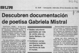 Descubren documentación de poetisa Gabriela Mistral.