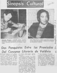 Dos penquistas entre los premiados del concurso literario de Valdivia.