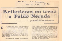 Reflexiones en torno a Pablo Neruda