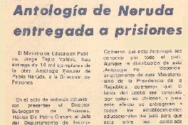 Antología de Neruda entregada a prisiones.