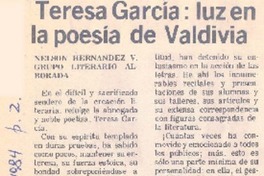 Teresa García: luz en la poesía de Valdivia.