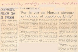 Por la voz de Neruda siempre ha hablado el pueblo de Chile".