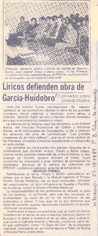 Líricos defienden obra de García-Huidobro.