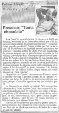Rosasco: "toma chocolate"