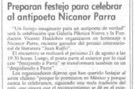 Preparan festejo para celebrar al antipoeta Nicanor Parra.