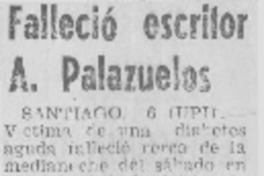 Falleció escritor A. Palazuelos.