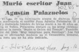 Murió escritor Juan Agustín Palazuelos.