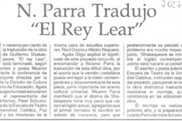 N. Parra tradujo "el rey Lear".