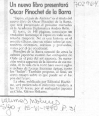 Un Nuevo libro presentará Oscar Pinochet de la Barra.
