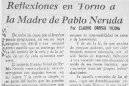 Reflexiones en torno a la madre de Pablo Neruda