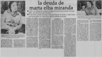 La deuda de Marta Elba Miranda.