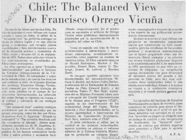 Chile: the balanced view