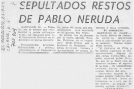 Sepultados restos de Pablo Neruda.