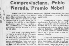 Comprovinciano, Pablo Neruda, Premio Nobel.