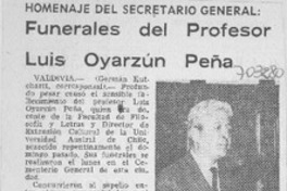 Funerales del profesor Luis Oyarzún Peña