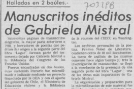 Manuscritos inéditos de Gabriela Mistral.