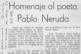 Homenaje al poeta Pablo Neruda.
