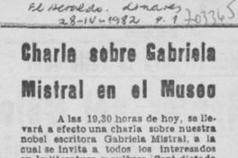 Charla sobre Gabriela Mistral en el Museo.