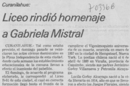 Liceo rindió homenaje a Gabriela Mistral.