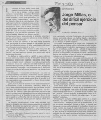Jorge Millas, o del difícil ejercicio del pensar