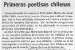 Primeras poetisas chilenas