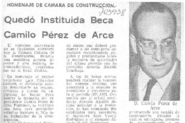 Quedó instituida beca Camilo Pérez de Arce.
