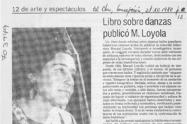 Libro sobre danzas publicó M. Loyola.