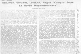Schulman, González, Loveluck, Alegría "Coloquio sobre la novela hispanoamericana"