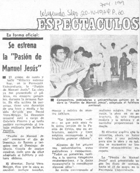 Se estrena la "Pasión de Manuel Jesús".