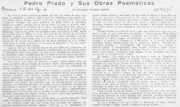 Pedro Prado y sus obras poemáticas