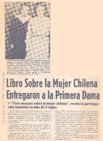 Libro sobre la mujer chilena entregaron libro a la Primera Dama.