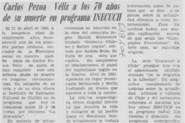 Carlos Pezoa Véliz a los 70 años de su muerte en programa INECUCH.