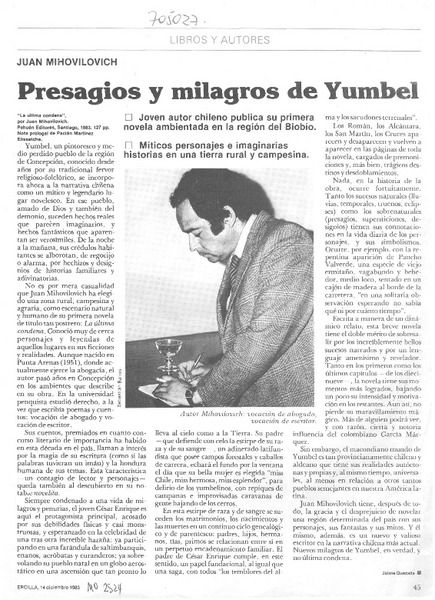 Presagios y milagros de Yumbel