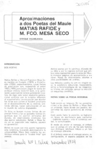 Aproximaciones a dos poetas del Maule Matias Rafide y M. Fco. Mesa Seco