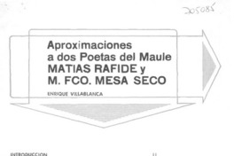 Aproximaciones a dos poetas del Maule Matias Rafide y M. Fco. Mesa Seco