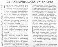 La Parapsicología, un enigma.