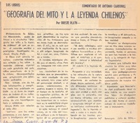 Geografía del mito y la leyenda chilenos"