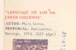 Lenguaje de los pájaros chilenos".