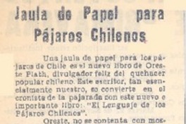 Jaula de papel para pájaros chilenos