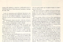 Folklore médico chileno (antropología y salud)